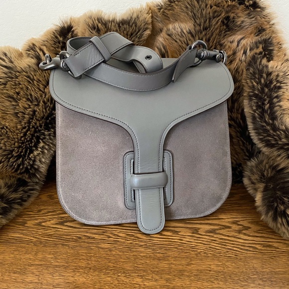Coach Rodarte Limited Edition Heather Gray Suede/Leather Courier Handbag ~ 22754 - Picture 1 of 11